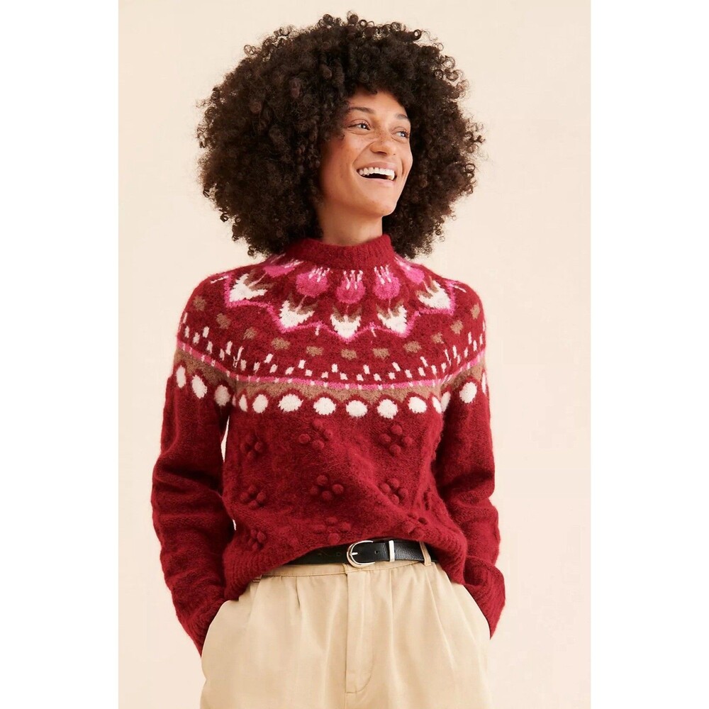 Scotch & Soda Tulip Fairisle Pullover Sweater - Wine/Red